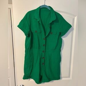 Women's Green Button-Up Romper Size Large